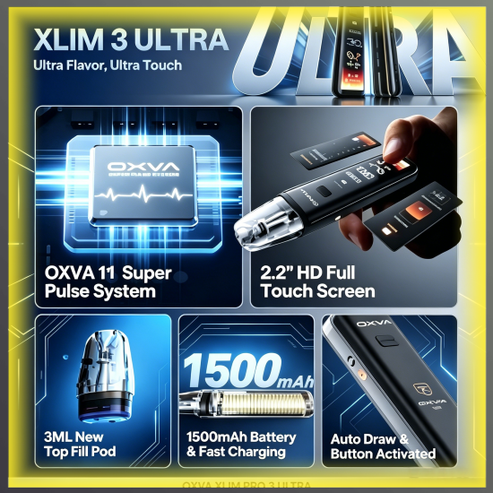 OXVA XLIM PRO 3 ULTRA 奧創小鯊牛觸控螢幕電子煙|高規格可替換式電子菸主機,台灣熱賣款